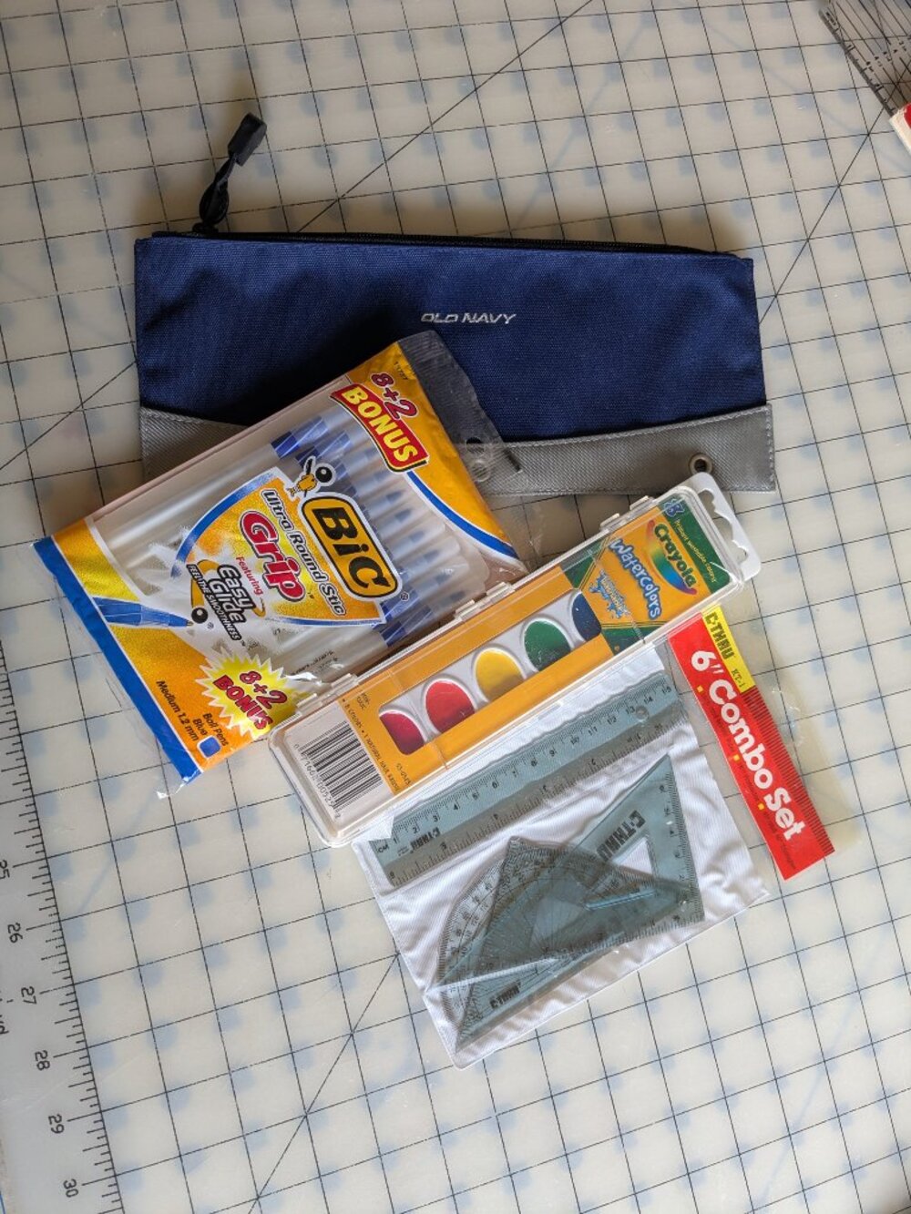 Old Navy Pencil Case + BIC & Crayola Supply Lot